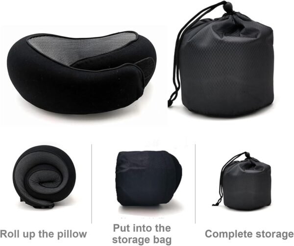 Travel Pillows for Airplanes,2024 New Travel Pillow,Travel Neck Pillow Neck Pillow Airplane Memory Foam Travel Pillow Neck Pillow for Traveling Suitable for Airplanes,Offices and Cars 2PC（Dark Gray） - Image 6