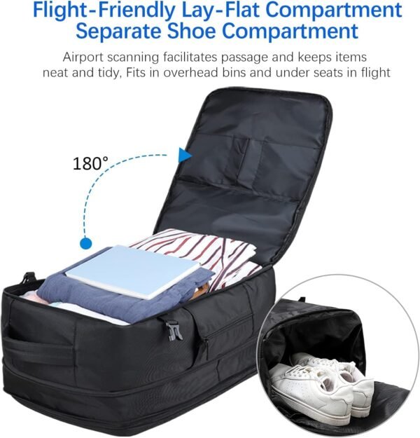 Large Travel Backpack, Carry On Backpack, 50L Backpack, 18 Inch Convertible Lightweight Expandable Travel Back Pack for Men Carry on, TSA Black Luggage Suitcase Backpack - Image 2