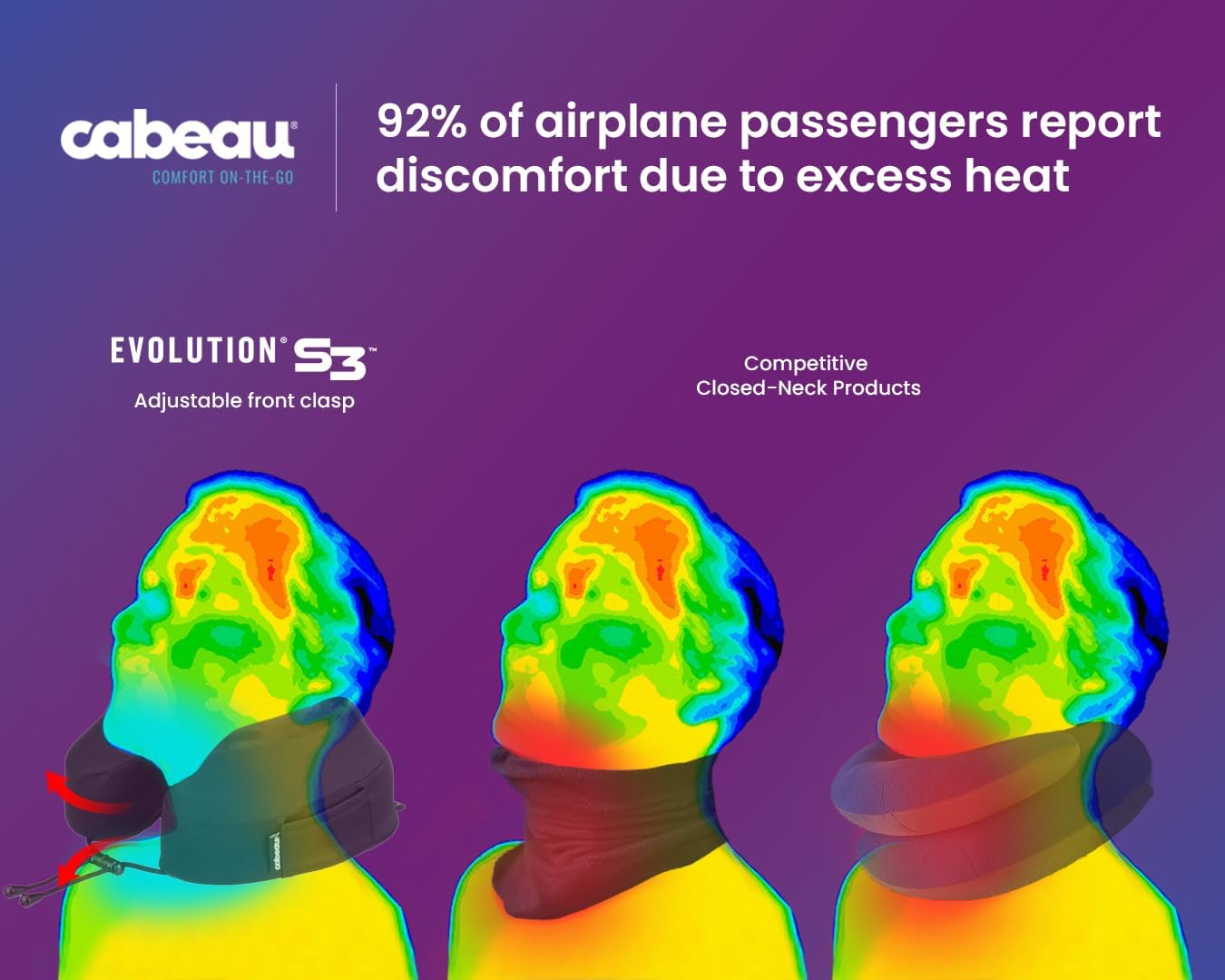 Cabeau Evolution S3 Travel Neck Pillow Memory Foam Neck Support, Adjustable Clasp, and Seat Strap Attachment - Comfort On-The-Go with Carrying Case for Airplane, Train, and Car (Steel Grey) - Image 2