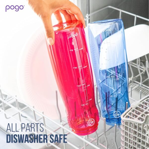Pogo 18oz Kids Plastic Water Bottle with Straw Lid and Carry Handle, Reusable, BPA Free, Dishwasher Safe, Perfect for Travel, School, Outdoors, and Gym - Image 6