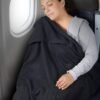 Brookstone Travel 2-1 Ultra Soft Jersey Knit Travel Blanket with Carrying Case and Luggage Pass-Through - Portable Blanket, Blue - Image 4