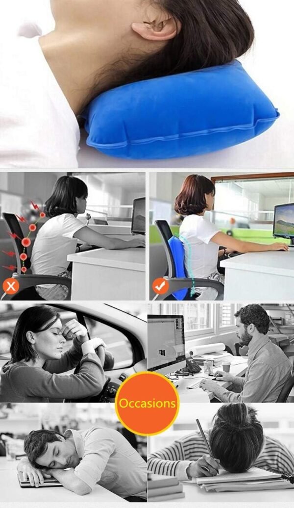 3 Pieces Inflatable Travel Pillow for Camping, Home Office Sleeping Pillow, Head Neck Lumbar Support, Ultralight Portable Compact and Soft, Airplane car Hiking Backpacking Trip Pillow - Image 7