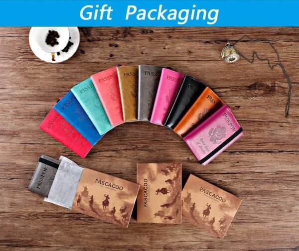 Passport Holder Cover Wallet Travel Essentials RFID Blocking Leather Card Case International Travel Must Haves Travel Accessories for Women Men(101#Purple) - Image 7