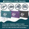 PAVILIA Soft Compact Travel Blanket and Pillow, Foldable Airplane Blanket in Bag, Lightweight Portable Flight Blanket Set with Luggage Strap, Camping Plane Car Home Office Gift Accessories, Teal Blue - Image 5
