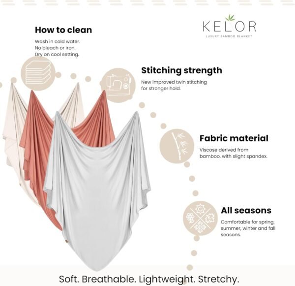 Luxury Viscose derived from Bamboo Wrap Blanket - Stretchy, Lightweight Soft & Breathable - Cooling Viscose with Spandex, Versatile Travel Blanket - Shawl (Grounded Gray, Double-Sided) - Image 6