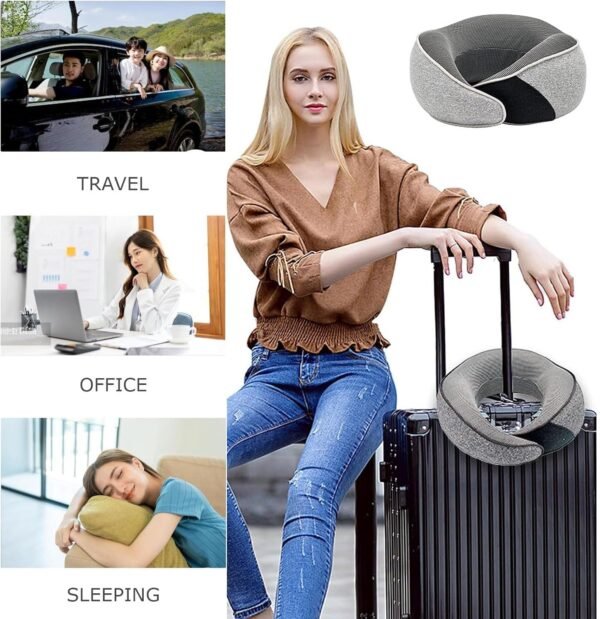 FAGOBYX Travel Pillow,Neck Pillow for Traveling,Airplane Pillow Flight Pillow,360° Travel Neck Pillows for Airplanes,Travel Neck Pillows for Airplanes,Travel Pillow,Neck Pillow (Grey) - Image 4