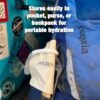 Vapur, Collapsible Water Bottle- 1 Liter, 33 Ounces- Reusable Leak Proof Water Bottles with Carabiner for Working Out, Camping, Backpacking, Hiking, & Travel!, Water Element Anti-Bottle Blue - Image 3