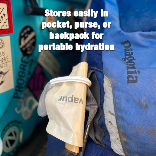 Vapur, Collapsible Water Bottle- 1 Liter, 33 Ounces- Reusable Leak Proof Water Bottles with Carabiner for Working Out, Camping, Backpacking, Hiking, & Travel!, Water Element Anti-Bottle Blue - Image 3