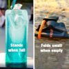 Vapur, Collapsible Water Bottle- 1 Liter, 33 Ounces- Reusable Leak Proof Water Bottles with Carabiner for Working Out, Camping, Backpacking, Hiking, & Travel!, Water Element Anti-Bottle Blue - Image 4