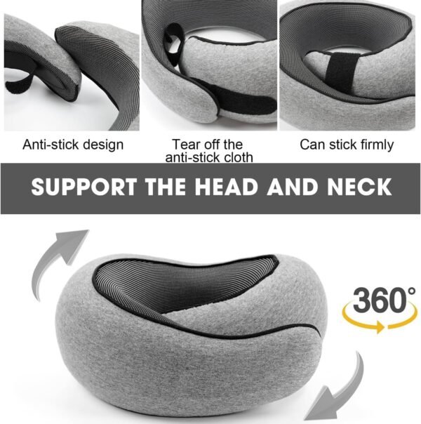 Travel Neck Pillows for Airplanes 2024 New Travel Pillow Neck Travel Pillow Memory Foam Airplane Pillow Soft Airplane Neck Pillow(Light Gray) - Image 3