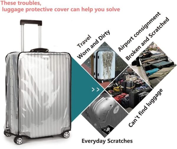 28inch Luggage Cover Suitcase Protector Cover Luggage Protector Suitcase Cover Travel Luggage Sleeve PVC Protector Cover (Transparency, 28inch) - Image 4