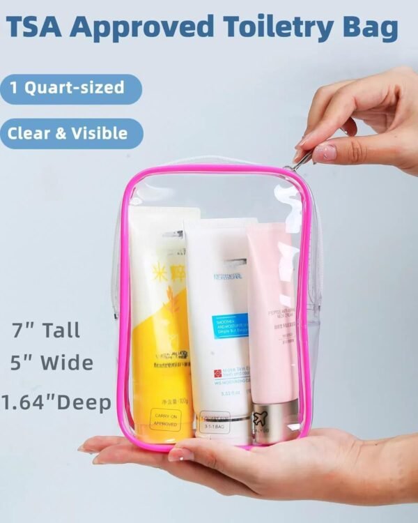 5 Packing Cubes Airplane Quart Size Travel Bag for Toiletries 1 Qt Clear Toiletry Bags for Traveling Tsa Approved Liquid Pouch Carry On 3-1-1 Flight Essentials Women Men International Must Haves - Image 2