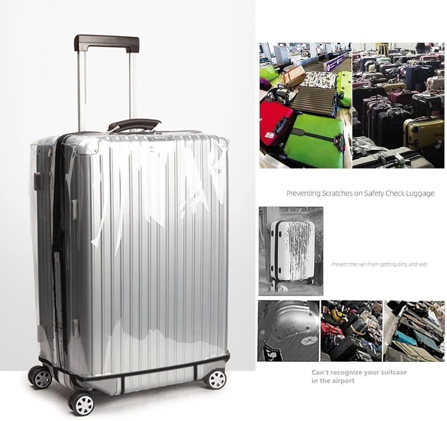 T Tersely Clear PVC Suitcase Cover Protectors 20/24/26/28/30 Inch Suitcase Baggage Covers - Waterproof Dustproof and Anti-Scratch 20-30 Inch Luggage Cover (26inch) - Image 4