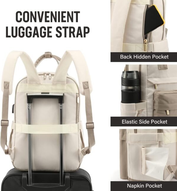 LOVEVOOK Laptop Backpack for Women 15.6 Inch Laptop Bag with USB Port, Fashion Waterproof Backpacks Teacher Nurse Stylish Travel Bags Vintage Daypacks Bookbag for College School Work - Image 4