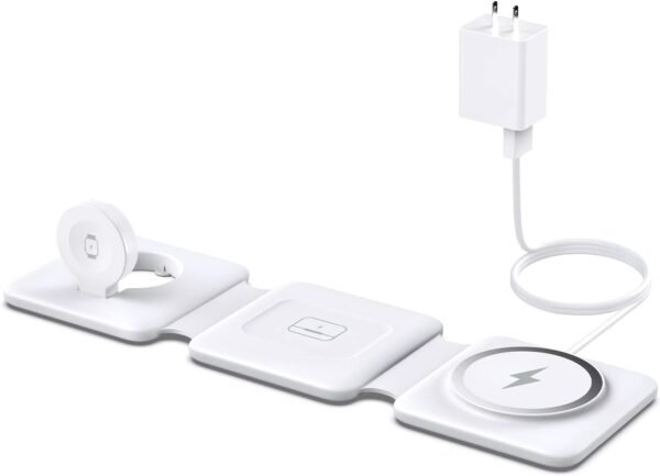 Charging Station for Apple Multiple Devices - 3 in 1 Foldable Magnetic Wireless Charger Dock - Travel Charging Pad for iPhone 16 15 14 13 12 Pro Max Plus Watch & Airpods - Image 7