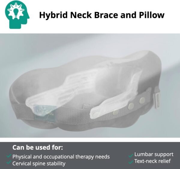 Chiropractic Neck Support Pillow - Cervical Collar - Neck Pain - Lower Back Lumbar Support - Memory Foam Travel Pillow - Grey - Image 6
