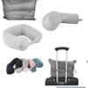 Twist Memory Foam Travel Pillow - Cotton Cover - Travel Bag Included - Adjustable, Bendable Pillow for Neck, Head, Chin, Lumbar and Leg Support (Light Gray)
