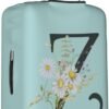 Travel Luggage Cover Spandex Blue Suitcase Protector Bag,Black Letter Z Boho Floral Flowers Leaves Anti-Scratch Washable Baggage Covers For Wheeled Suitcase Kid Adult,M (For 22-24 Inch Luggage) - Image 3