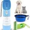 Portable Dog Travel Water Bottle with Water Dispenser Kit: Hydrate, Nourish, and Tidy Up with Ease on Your Pet's Outdoor Adventures - Travel Water Dispenser, Food Container, and Poop Bag All-in-One.