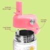 SANDJEST Elephant Water Bottle - Kids Water Bottle with Straw Lid - 12 Oz Insulated Stainless Steel Water Bottles for Toddlers Kid Girl - Travel Cup for School Sports - Image 3