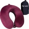 Travel Pillow,100% Pure Memory Foam U Shaped Neck Pillow,Super Lightweight Portable Headrest Great for Airplane Chair, Car,Home,Office,Sleeping Rest Cushion (Wine red)