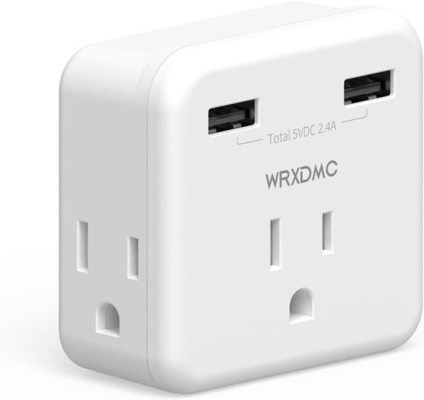 Cruise Essentials, Travel Power Strip with 3 Outlets and 2 USB Ports, Cruise Accessories Must Haves, Travel Essentials, Non Surge Protector for Cruise Ship, Travel, Home Office, ETL Listed, White