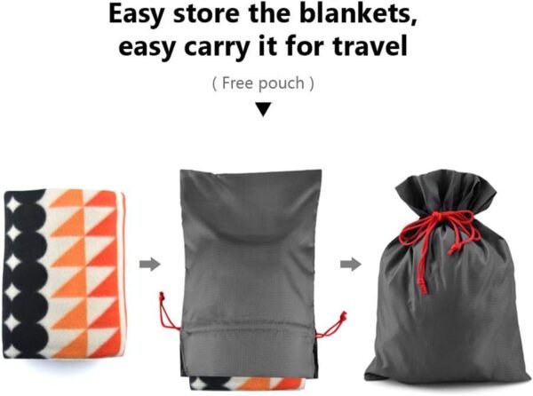 forestfish Fleece Throw Blanket Cozy Soft Portable Travel Blanket Compact for Long Car Airplane Train Rides 60" x 40", Orange - Image 6