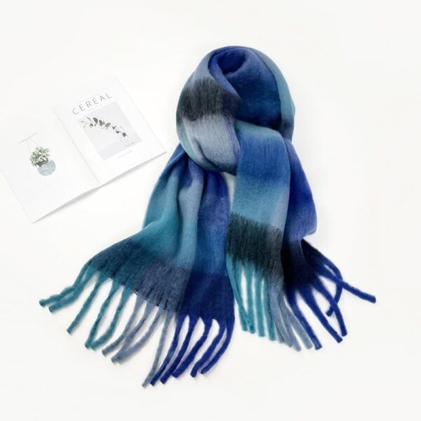 Women Scarf Winter Big Colorful Checked Thick Warm Wrap Scarves Casual Tassel Blanket Scarf Stylish Plaid Design - Image 2