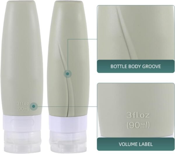 Travel Bottles Set for Toiletries, Leak Proof Silicone Squeezable Containers for Conditioner, Shampoo, Lotion & Body Wash Travel Size Bottles, Portable Travel Essentials for Women - Image 3