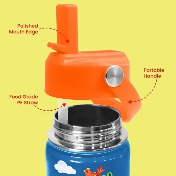 SANDJEST Crocodile Water Bottle - Kids Water Bottle with Straw Lid - 12 Oz Insulated Stainless Steel Water Bottles for Toddlers Kid Boys - Travel Cup for School Sports - Image 3