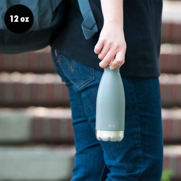MIRA 12 oz Stainless Steel Vacuum Insulated Water Bottle - Double Walled Cola Shape Thermo - 24 Hours Cold, 12 Hours Hot - Reusable Metal Water Bottle - Kids Leak-Proof Sports Flask - Pearl Blue - Image 5