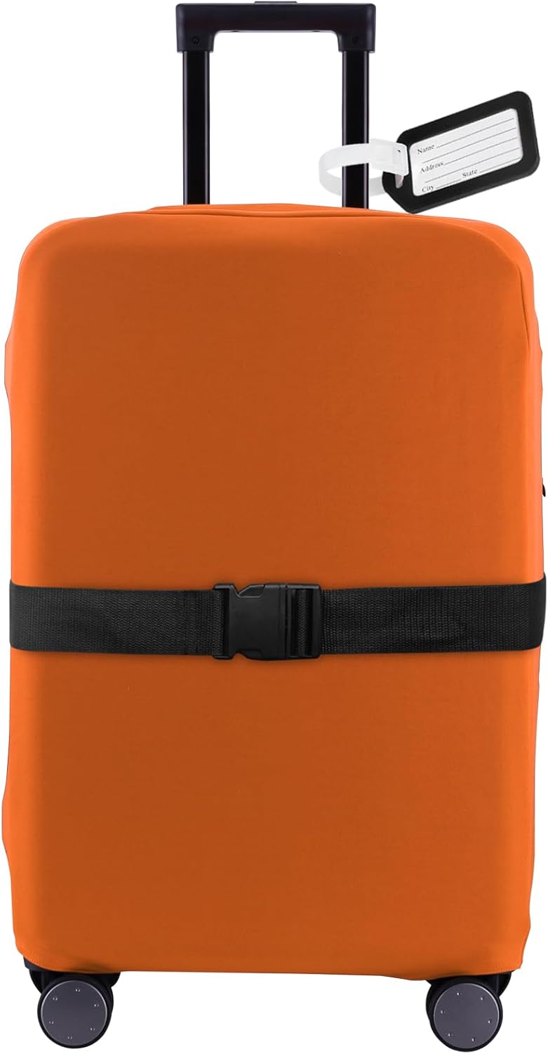 Travel Luggage Cover Suitcase Protector Scratch-Resistant Fit 19-31 Inch Suitcase, Not Included Suitcase (Orange, S(19-21 inch))