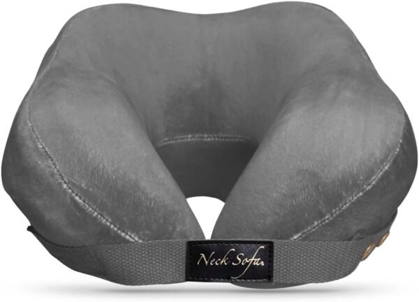 Chiropractic Neck Support Pillow - Cervical Collar - Neck Pain - Lower Back Lumbar Support - Memory Foam Travel Pillow - Grey