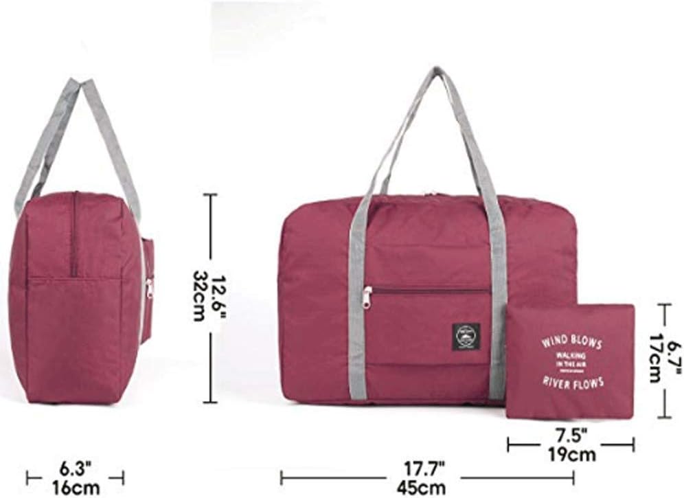 Foldable Travel Duffel Bag (2 Pack), For Spirit Airlines, Weekender Overnight Bag, Tote Carry on Luggage Sport Duffle Weekender Overnight for Women and Girls (2Pack-Red Black) - Image 8
