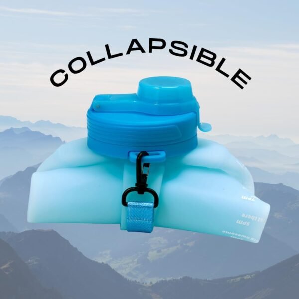 Mayim Large Collapsible Water Bottles with Time Markers, Silicone Travel Tumbler with Carry Strap, Reusable Portable Sport Water Bottle for Gym, Camping, Hiking or Airport, 64 Ounces -Blue - Image 5