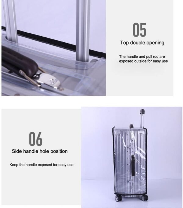MosaiRudo Clear PVC Luggage Cover Protectors Transparent Travel Luggage Protector for Wheeled Suitcase (Thickness 0.2mm, 20inch) - Image 6
