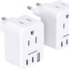 European Travel Plug Adapter for International, Italy Spain Power Adapter, 2 Outlets 2 USB C Ports, Type C Adapter Travel Cruise Essentials for Amercian US to Most Europe France Germany EU, 2 Pack