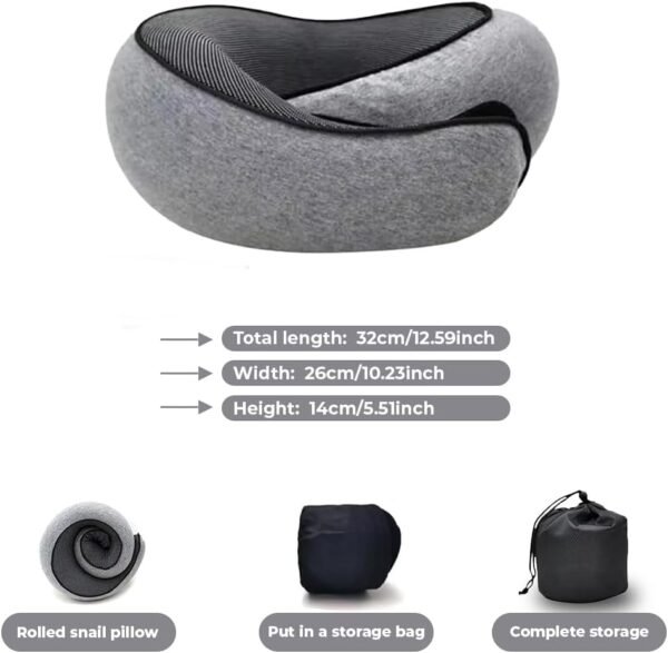 2024 New Neck Pillow, Travel Neck Pillow, 360° Travel Neck Pillows for Airplanes, Neck Pillow for Traveling, Aircraft Memory Foam Travel Neck Pillow (Gray) - Image 7