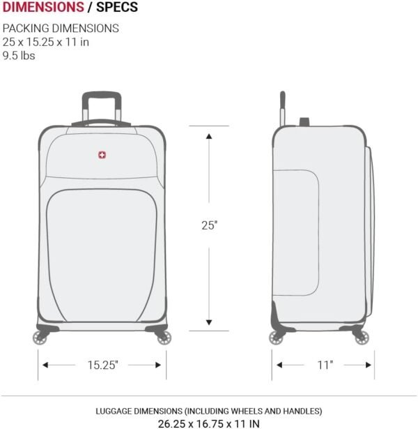 SwissGear Sion Softside Expandable Luggage, Dark Grey, Checked-Medium 25-Inch - Image 6
