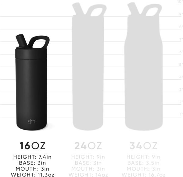 Simple Modern Kids Water Bottle with Straw lid | Insulated Stainless Steel Thermos | Reusable Water Bottles for Girls, School & Sports | Leak Proof & BPA Free | Mesa Collection | 16oz, Sea Glass Sage - Image 3