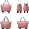Travel Tote Bag with Trolley Sleeve Expandable Extra Duffel Bag with Wheels Lightweight Traveling Foldable Suitcase - Image 7