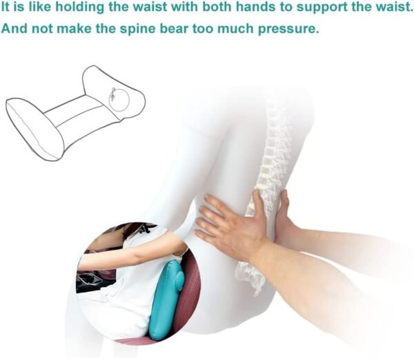 Inflatable Travel Nursing Waist Pillow, Blow Up Lumbar Body Back Support Pillow for Airplane Long Flight Journey Travel Airplane/Car/Bus/Train/Office (Silver Grey) - Image 3