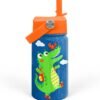SANDJEST Crocodile Water Bottle - Kids Water Bottle with Straw Lid - 12 Oz Insulated Stainless Steel Water Bottles for Toddlers Kid Boys - Travel Cup for School Sports - Image 2