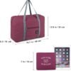 2 pack Foldable Travel Duffel Bag with Fixed on the Trolley Case, Waterproof Luggage Travel Bag, Lightweight Carry On Bag for Sports, Vacation, Shopping, Gym (wine red, light blue) - Image 3