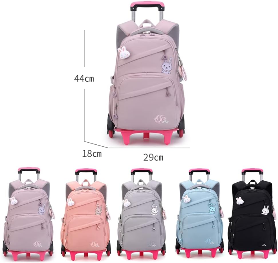 Rolling Backpack for Girls Trolley BookBag with Wheels Elementary and Middle School Luggage Travel Bag - Image 2