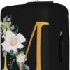 Flower letter M Black Luggage Cover Elastic Washable Stretch Suitcase Protector Anti-Scratch Travel Suitcase Cover for Kid and Adult M (22-24 inch suitcase) - Image 2