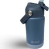 12oz Kids Water Bottle with Straw Lid | 100% Leak Proof | Insulated Stainless Steel Double Walled Thermos | BPA and Sweat free | Hot & Cold (Gray)