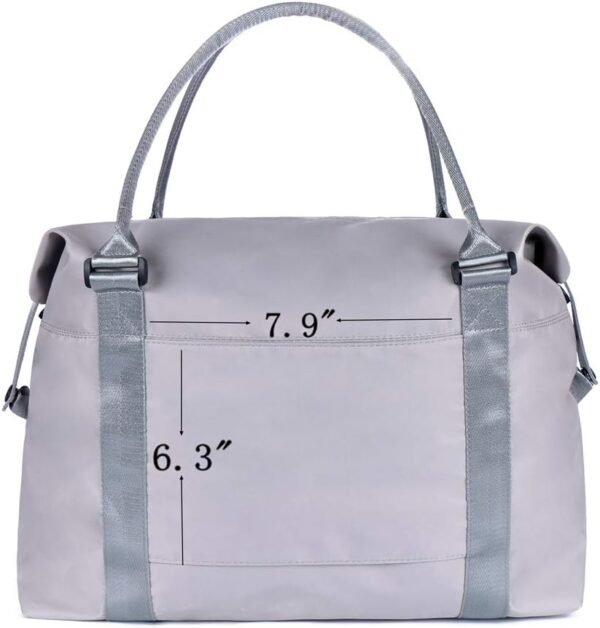 Unisex Large Travel Shoulder Weekender Overnight Bag Handbag Gym Tote Bag with Trolley Sleeve (Silver Grey) - Image 6