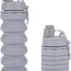 Collapsible Water Bottle for Adults, Boys, Students, Kids, Reusable Silicone Foldable Water Bottles for Travel Camping Hiking, Portable Sports Water Bottle, Gray