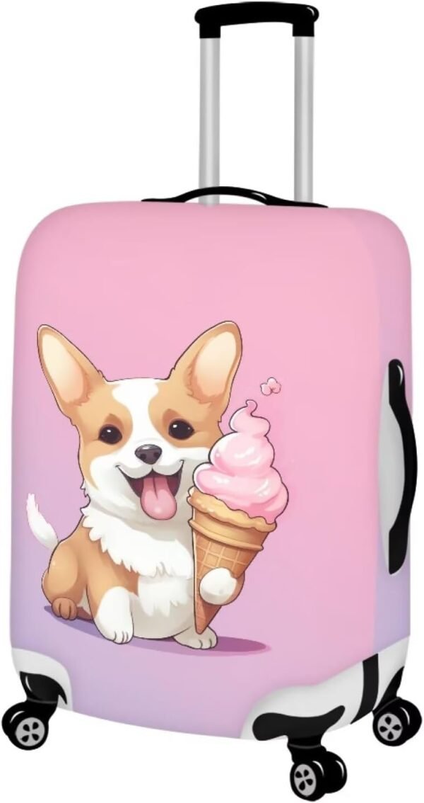 DISNIMO Ice Cream Corgi Luggage Cover Anti-scratch Suitcase Cover Protector for Travel 18-21 Inch Baggage Covers for Women Girls - Image 2
